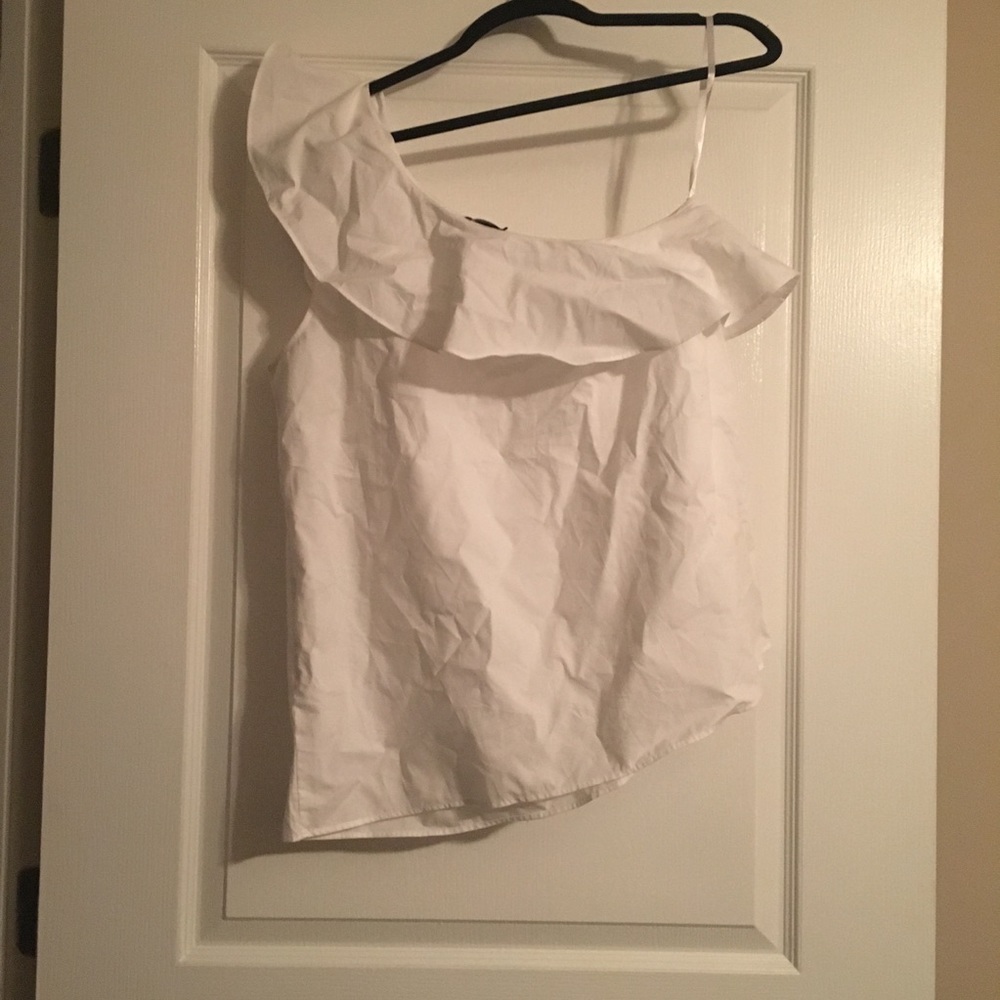 White off the shoulder shirt with Ruffles